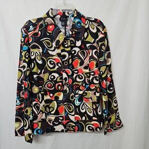 RQT Lightweight Linen Rayon Jacket Women's Sz Large Twee Artsy Hippie Retro